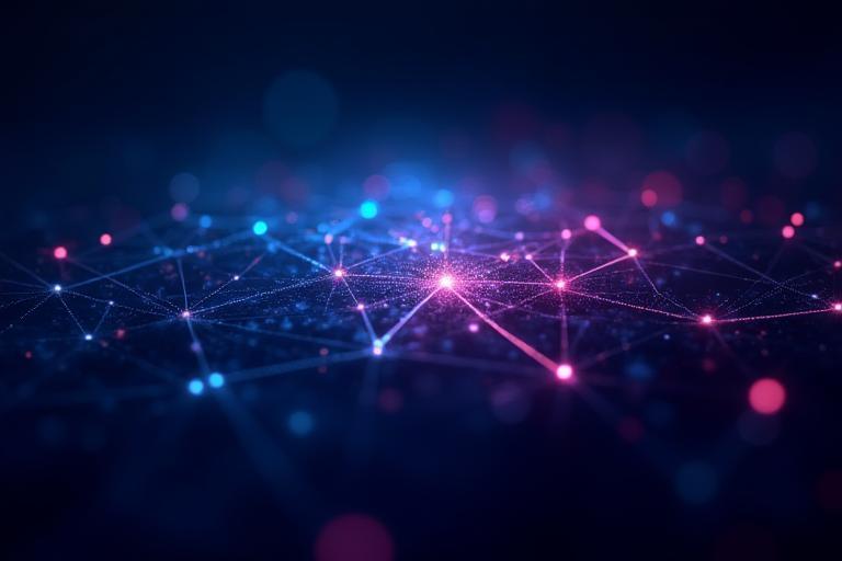 Abstract AI visual representation with glowing lines and nodes