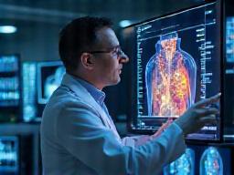 Healthcare use case visual: medical professional analyzing scan with AI assistance